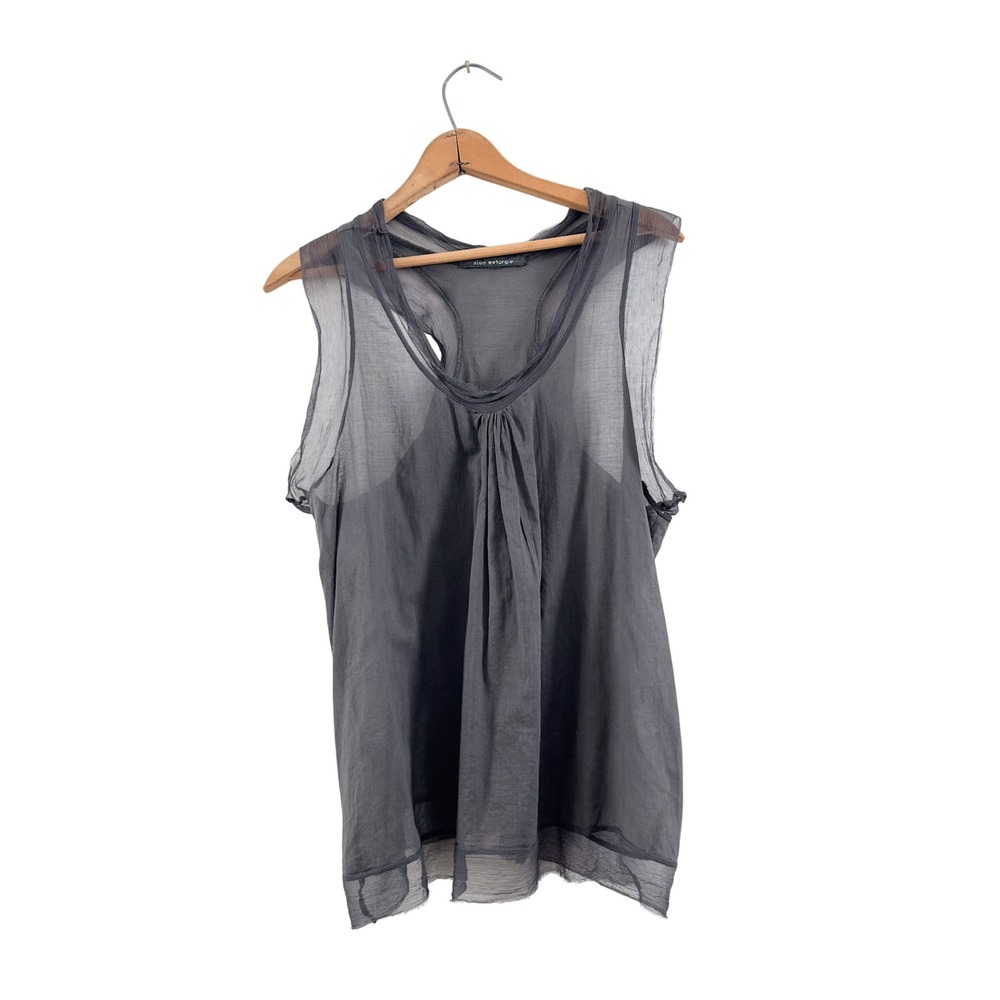 Elsa Esturgie Sleeveless Top Charcoal‎ Grey Silk Cotton Size 42
